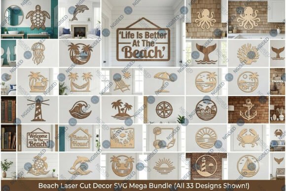 Download Beach Laser Cut Decor SVG Mega Bundle - Decor Collection
