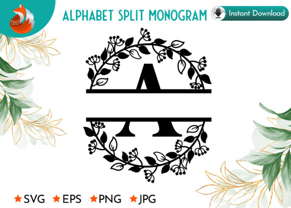 Download Flora a-Z Alphabet Split Monogram - Alphabet Collection