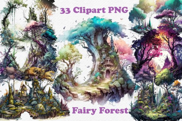 Download Watercolor Fairy Forest Clipart PNG - Premium Resources