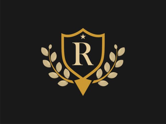 Download Floral Shield with Letter R Vintage Logo - Floral Collection