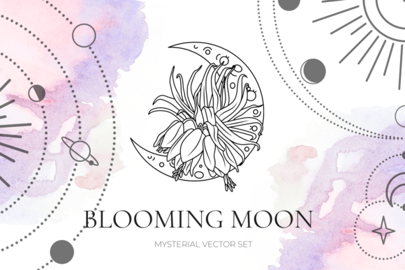 Download Crescent Floral Moon SVG Illustration - Floral Collection