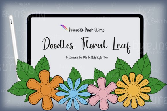 Download Floral Leaf Doodle Brush Stamp DIY Match - Floral Collection