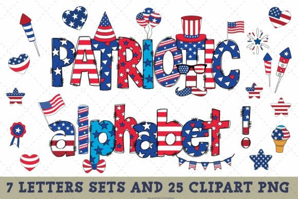Download Patriotic Alphabet Doodle Letter Clipart - Alphabet Collection
