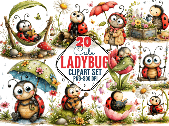 Download Ladybug Clipart Set PNG , Spring Bug - Lady Collection