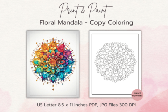 Download Floral Mandala Copy Paint Coloring Page - Floral Collection