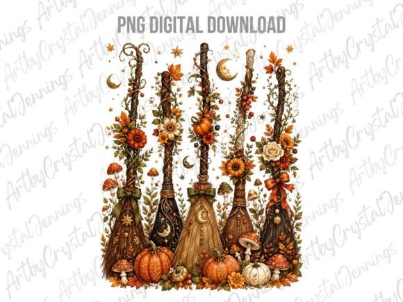 Download Floral Autumn Witch Broom PNG - Floral Collection