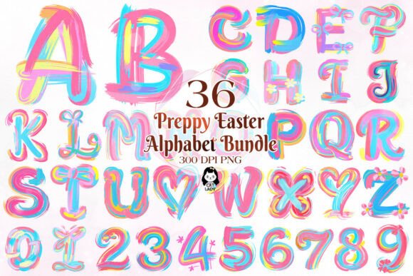 Download Preppy Brushstroke Easter Day Alphabet - Alphabet Collection